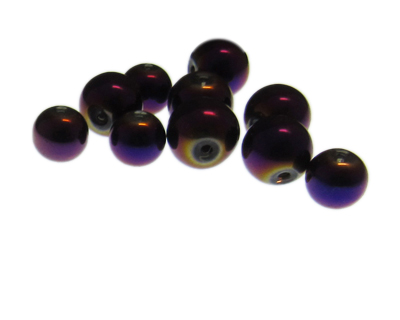 Approx. 1oz. x 10-12mm Purple Electroplated Glass Beads