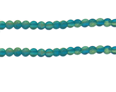 6mm Turq/Apple Green Crackle Frosted Duo Bead, approx. 46 beads