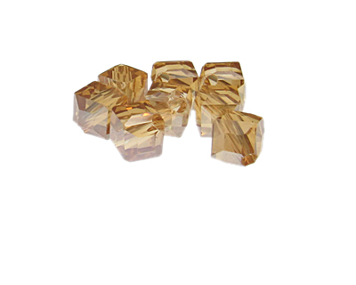 10mm Peach Faceted Cube Glass Bead, 8 beads