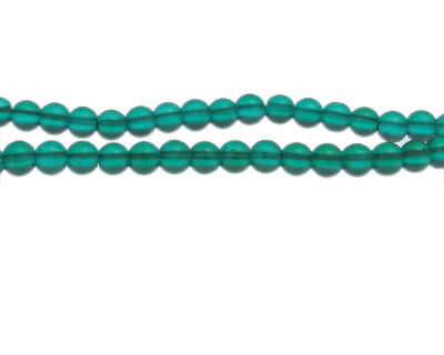 6mm Deep Aqua Semi-Matte Glass Bead, approx. 44 beads
