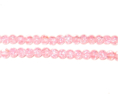 4mm Baby Pink Crackle Glass Bead, approx. 105 beads