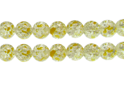 12mm Buttercup Crackle Spray Glass Bead, approx. 18 beads