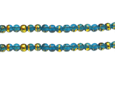 6mm Turquoise Twist Abstract Glass Bead, approx. 43 beads