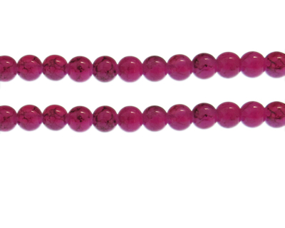 8mm Crimson Marble-Style Glass Bead, approx. 53 beads