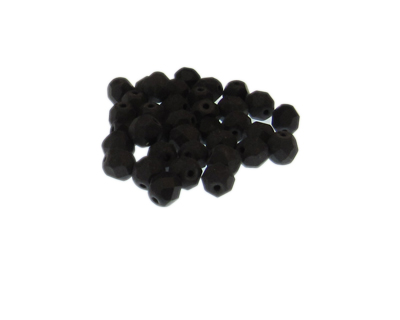 (image for) Approx. 1oz. x 6mm Black Matte Czech-Style Glass Bead
