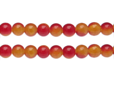 10mm Red/Yellow Duo-Style Glass Bead, approx. 16 beads