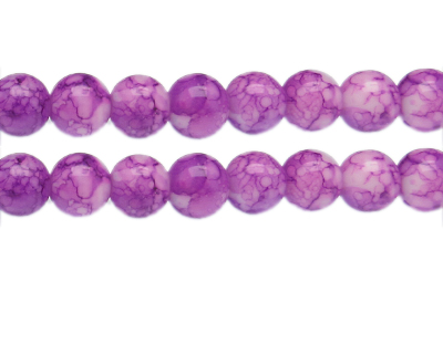 12mm Crimson Swirl Marble-Style Glass Bead, approx. 18 beads