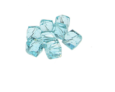 (image for) 10mm Turquoise Faceted Cube Glass Bead, 8 beads, corner drill - Click Image to Close