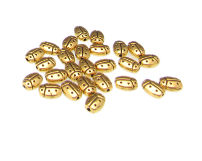 8 x 6mm Ladybug Metal Gold Spacer Bead, approx. 25 beads