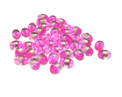 (image for) Approx. 1oz. x 8x6mm Fuchsia Oval Glass Bead w/Silver Line - Click Image to Close