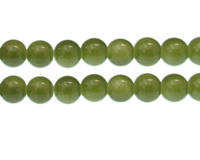 12mm Olive Gemstone-Style Glass Bead, approx. 13 beads