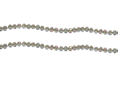 4 x 3mm Silver AB Finish Faceted Rondelle Bead, 8" string
