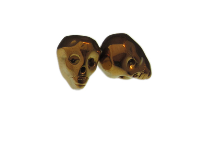 24 x 20mm Gold Skull Glass Bead, 2 beads