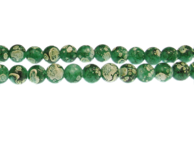 8mm Green Swirl Marble-Style Glass Bead, approx. 35 beads