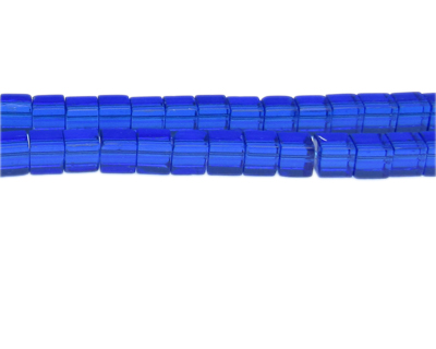 6mm Blue Faceted Glass Cube Bead, 14" string