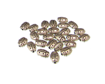 (image for) 8 x 6mm Silver Ladybug Metal Spacer Bead, approx. 25 beads