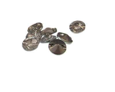 12mm Silver Pointed-Back 2-hole Glass Bead, 8 beads