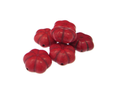 18mm Dyed Red Flower, 6 beads