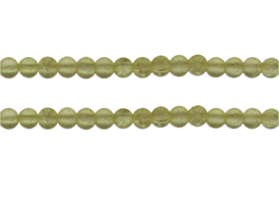 6mm Pale Yellow Crackle Frosted Glass Bead, approx. 46 beads
