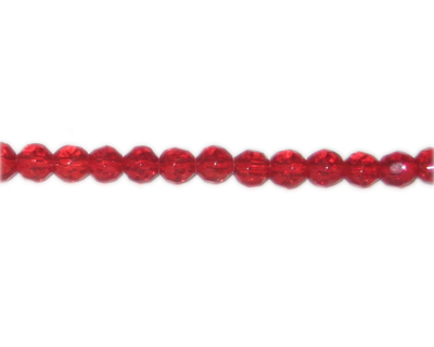 (image for) 8mm Strawberry Red Faceted Glass Bead, 14" string
