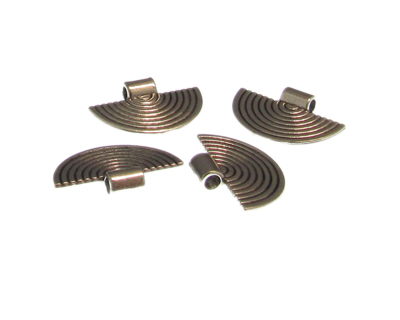 24 x 18mm Semi-Circle Silver Metal Pendant, 4 pendants