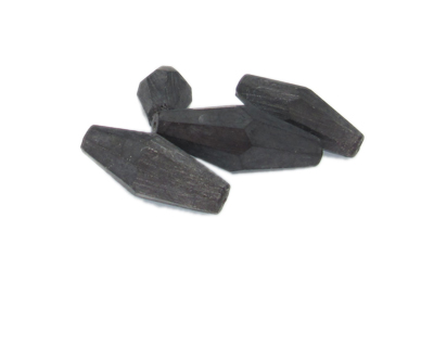 25 - 30mm Matte Black Faceted Bicone Glass Bead, 4 beads