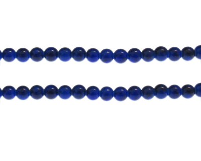 6mm Blue Marble-Style Glass Bead, approx. 72 beads