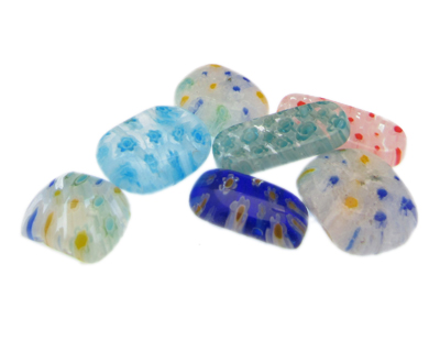 Approx. 1oz. x 20 - 24mm Millefiori 2-hole Lampwork Glass Bead M Approx. 1oz. x 20 - 24mm Millefiori 2-hole Lampwork Glass Bead M