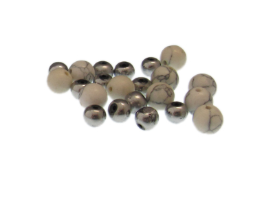 (image for) Approx. 1oz. x 6-8mm Jasper/Silver Glass Bead Mix