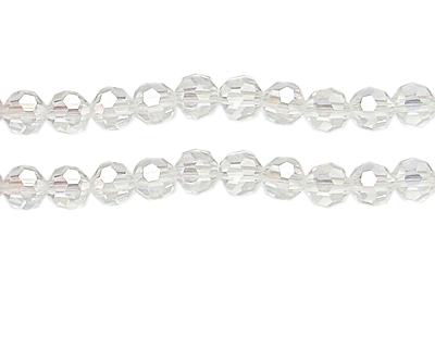 8mm Clear AB Finish Crystal Glass Bead, approx. 15 beads