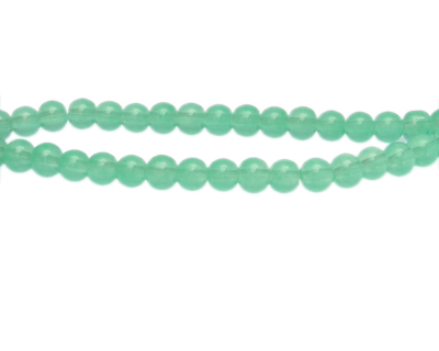 6mm Aqua Waves Jade-Style Glass Bead, approx. 77 beads