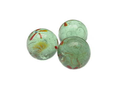 24mm Soft Green Lampwork Glass Bead, 5 beads, NO Hole