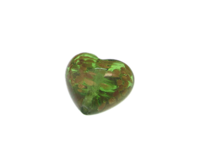 28mm Green Splatter Heart Lampwork Glass Bead 28mm Green Splatter Heart Lampwork Glass Bead