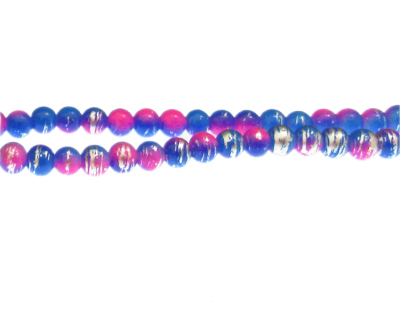 6mm Kaleidoscope Abstract Glass Bead, approx. 48 beads
