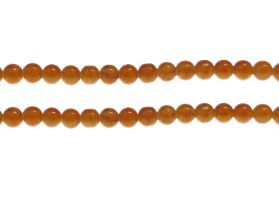 6mm Orange Marble-Style Glass Bead, approx. 72 beads