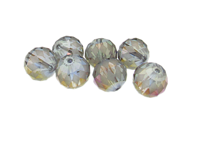 12mm Deep Silver Luster Faceted Glass Bead, 8 beads