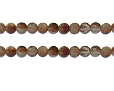 8mm Brown/Crystal Crackle Frosted Duo Bead, approx. 36 beads