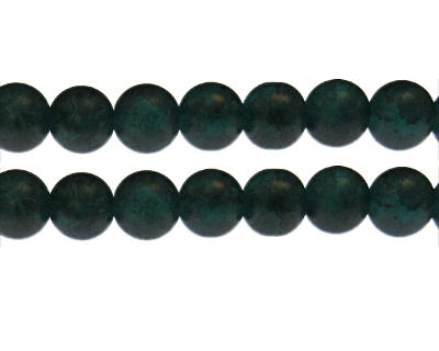 12mm Green Crackle Frosted Glass Bead, approx. 14 beads