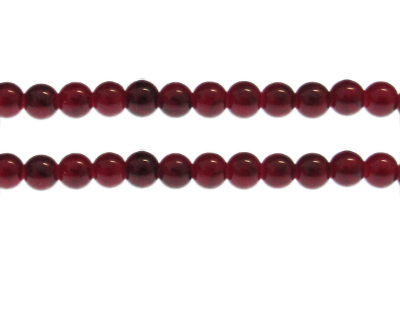 8mm Deep Red Marble-Style Glass Bead, approx. 55 beads
