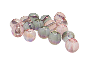 Approx. 1oz. x 8mm Pink/Silver Luster Glass Bead, large hole