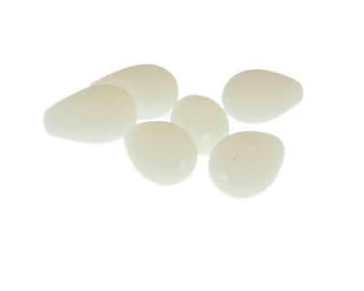 20 x 12mm Milky White Pressed Glass Drop Bead, 6 beads