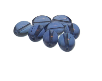 16 x 12mm Sky Blue Oval Glass Bead, 8 beads