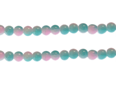 (image for) 8mm Pastel Blue/Pink Duo-Style Glass Bead, approx. 38 beads - Click Image to Close