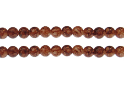 8mm Brown Marble-Style Glass Bead, approx. 53 beads