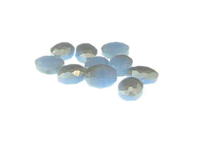 14 x 8mm Soft Blue/Silver Faceted Oval Glass Bead, 10 beads
