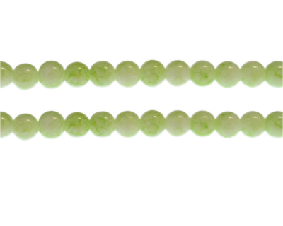 8mm Lime Green Marble-Style Glass Bead, approx. 53 beads