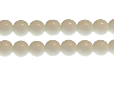 12mm White Solid Color Glass Bead, approx. 17 beads