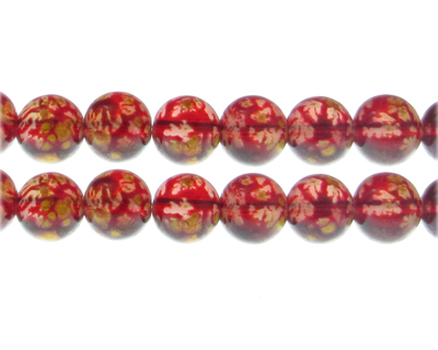 (image for) 12mm Red Blossom Spray Glass Bead, approx. 14 beads