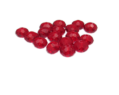 (image for) Approx. 1oz. x 10x8mm Red Faceted Glass Rondelle Bead
