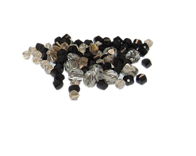 Approx. 1oz. x 4-6mm Black/Champagne Faceted Glass Bead Mix